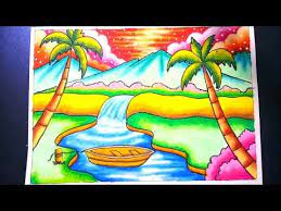 Saat kamu masih kecil atau. Menggambar Pemandangan Air Terjun Dan Gunung Drawing Scenery Of Waterfall And Mountain Youtu Art Drawings For Kids Drawing Scenery Scenery Drawing For Kids