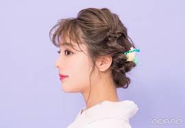 ゆかたのヘアアレンジミディアム甘め編 簡単なのに編み込み風