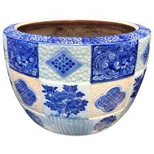 Next day delivery across the uk. Japanese Antique Big Brilliant Blue Ceramic Planter Bowl Schneible Fine Arts Llc