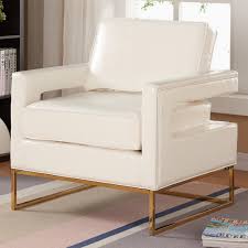 Armless accent chairs are ideal for use as side chairs at a dining table and equally at home when paired with a vanity or dressing table. Meridian 512white Amelia White Leather Accent Chair On Rose Gold Stainless Steel Base
