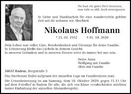 Traueranzeigen von Nikolaus Hoffmann