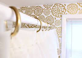 Gold finish curtain rods & hardware : Gold Glam Bathroom Makeover Bathroom Makeover Gold Shower Curtain Glam Bathroom