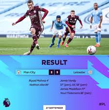 Kevin de bruyne rattles the crossbar with his free kick after fernandinho sees an early effort ruled out for offside as league leaders press for the opener. Premier League On Twitter Leicester Stun Man City At The Etihad With A Brilliant Performance Mcilei