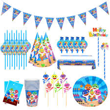 66 Pcs Little Shark Party Supplies For Baby Shark Birthday Decorations And Theme Birthday Party Supplies For Kids Children Carnival Party Supplies Decoration Walmart Com