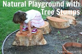 Upcycled tree stump and log ideas. Natural Playground With Tree Stumps Tinkerlab