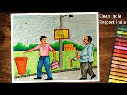 Over 300 students participate in an art competition on 'make in india' and 'swachh bharat'. Swachh Bharat Abhiyan Drawing Competition Clean India Green India Respect India Painting By Bhutnath Painting
