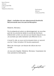 Lettre De Resiliation Edf Electricite Modele De Lettre