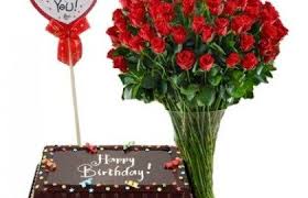 Gift Happy Birthday Cake And Flowers 11 Red Roses In Vase W Chocolate Cake Birthday Gift Rose Happy Birthday Flower Birthday Flowers Bouquet Happy Birthday Flowers Wishes