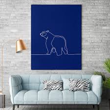 Printable Wall Art Polar Bear One Line Drawing Poster Navy Blue Color Printable Wall Art Wall Art Wall Printables