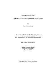 Connections to the Land: The Politics of Health and Wellbeing in Arviat  Nunavut