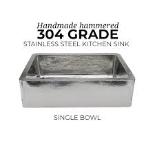 Comllen 33 inch 304 stainless steel farmhouse kitchen sink. Stainless Steel Kitchen Sink Front Apron Hammered Single Bowl Coppersmith Creations