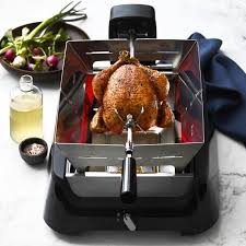 Indoor grilling is growing in popularity, and there are quite a few ways to do the honors, too. Philips Rotisserie Attachment For Smoke Less Roaster Williams Sonoma