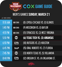 Check spelling or type a new query. Sunday March Madness Game Guide 16 Women S Games 8 Men S Games Arkansas Razorbacks