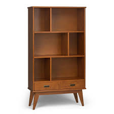 Ea1036240007 sandusky 35 13 16 inch wide x 15 high 22. Simpli Home 64 In Teak Brown Wood 6 Shelf Accent Bookcase With Drawers 3axcdrp 13 Tk The Home Depot Mid Century Bookcase Bookcase With Drawers Modern Bookcase