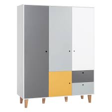 Bettschubladen auf rollen nutzen den platz unter der schlaffläche. Jugendzimmer Drehturenschrank Kleiderschrank Syrina 05 Farbe Weiss Grau Gelb Abmessungen 202 X 153 X 55 Cm H X B X T
