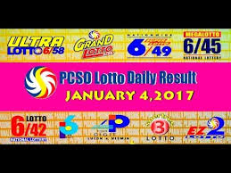 Pcso Lotto Result January 4 2016 Ez2 Swertres 4d 6 45 6 55 Lotto Lotto Results National Lottery