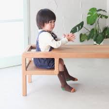 A Table With Built In Baby Seat By Toa Ringyo Baby Table Baby Nursery Design Baby Seat