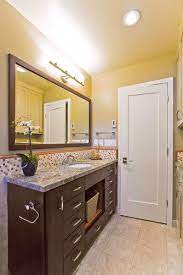 Small bathrooms can still be stylish with a narrow bathroom sink. Narrow Depth Vanity Design Ideas Pictures Remodel And Decor Narrow Bathroom Designs Eclectic Bathroom Design Narrow Bathroom