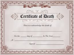 death certificate template word
