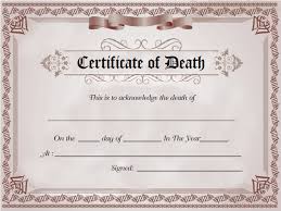 death certificate template