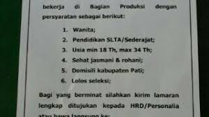 Temukan informasi lowongan kerja gresik terbaru dibawah ini yang sesuai dengan pendidikan, lokasi, dan keahlian kamu. Lowongan Kerja Pabrik Kediri Terbaru