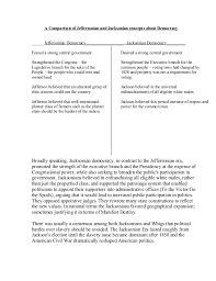 A Comparison Of Jeffersonian And Jacksonian Concepts About
