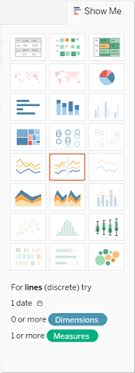 use show me to start a view tableau