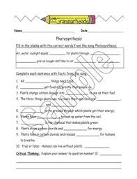 Photosynthesis Worksheet Packet And Lesson Plan 4 Page Photosynthesis Worksheet Persuasive Writing Prompts Part Of Speech Noun