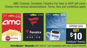 4 amc theatre black movie tickets (save $10+) 4.7 out of 5 stars 10. Expired Cvs Buy 50 Select Gift Cards Get 10 Extrabucks Rewards Doordash Amc Fanatics Ihop Gc Galore