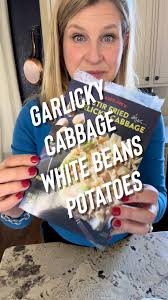 GARLICKY CABBAGE, WHITE BEANS, POTATOES 🥔 , The Garlicky Cabbage is flying  out of Trader Joe’s. , For good reason