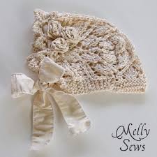 This pattern is great for any beginner knitters. Knitted Baby Bonnet Melly Sews