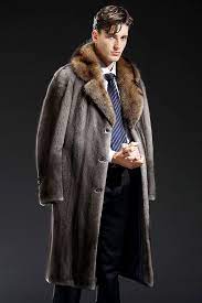Linailin New Mens Mink Fur Coat Grey Leather Jacket Mens Mens Fur Coat Long Coat Men