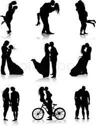Vector Of Romantic Couples Silhouettes Couple Silhouette Silhouette Romantic Couples