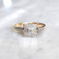 Art Deco Diamond Panel Cluster Ring In 9ct Etsy Antique Engagement Rings Vintage Antique Rings Vintage Antique Engagement Rings Victorian