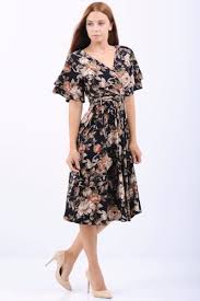 Elbise Capraz Yaka Kusakli Cicekli Siyah Elbise Etnik Otantik Style Salas Kadin Genc Modelleri 2018 Stil Hami Siyah Elbise Elbise Modelleri Elbise
