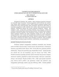 Peneliti akan melakukan kajian dengan. Pdf Validitas Dan Reliabilitas Untuk Mengevaluasi Mutu Penelitian Kualitatif