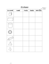 Students identify the following shapes: 3d Shapes Worksheet Teaching Resources