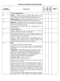 Check vehicle has all options you ordered. Checklist For Rmc Concrete Cement