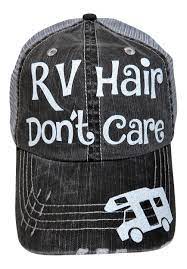 New White Glitter Rv Hair Don T Care Camper On Grey Trucker Cap Order Now At Www Shopspiritcaps Com Caps Hats Hats Women Accessories Hats