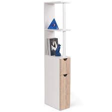 5 tiroirs tour de rangement plastique carrefour. Meuble Wc Pas Cher Blanc Et Hetre Avec 2 Portes Id Market