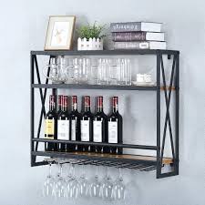 You can easily mount it on the wall to hang your glasses upside down, and the solid pine wood has a carrying capacity of 250 pounds. Industrial Hanging Wine Rack Wall Mounted 31 5in Floating Wine Shelf With 8 Stem Glass Holder Rustic Wine Glass Rack Metal Wine Glass Shelf 3 Tiers Floating Wine Shelves Wine Glass Shelves Black Walmart Com Walmart Com