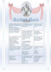 Tchaikovsky composed 'swan lake' in 1875, however it was quite unsuccessful after the first year of performance; Ballet Quiz Esl Worksheet By Savvinka