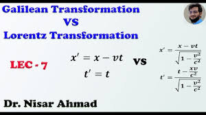 Velocity and acceleration galilean transformation. Galilean Transformation Vs Lorentz Transformation Youtube