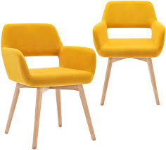 Replace any padding that was removed to access frame (image 1). Buy Fcquality Small Living Room Accent Arm Chair Set Of 2 Brushed Fabric Low Back Desk Chair With Solid Wood Legs Modern Design Upholstered Chair For Bedroom Dining Room Yellow Yellow