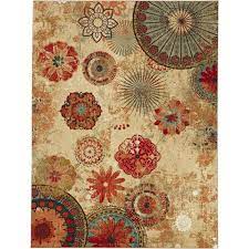 Mohawk Home Alexa Medallion Brown 5 Ft X 8 Ft Indoor Outdoor Area Rug 379858 The Home Depot