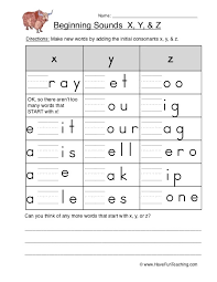 Beginning Sounds X Y Z Worksheet Have Fun Teaching Beginning Sounds Beginning Sounds Worksheets