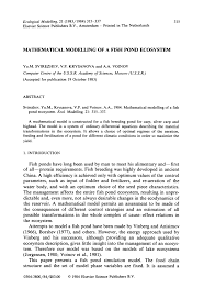 Pdf Mathematical Modeling Of A Fish Pond Ecosystem