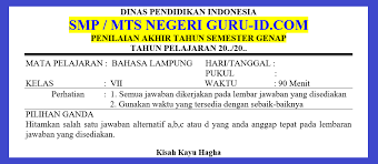 Kantor kelurahan menghadap arah depan mushola. Soal Dan Jawaban Pat Bahasa Lampung Kelas 7 Semester Genap 2021 Info Pendidikan Terbaru