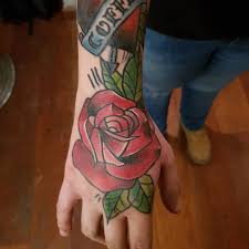 Neo Tradiitonal Rose Tattoo Newtraditional Handtattoo Rosetattoo Hand Tattoos Rose Tattoo Tattoo Work