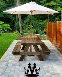 8ft Picnic Table With Umbrella Hole Great For Backyard Etsy Outdoor Picnic Tables Picnic Table With Umbrella Diy Picnic Table